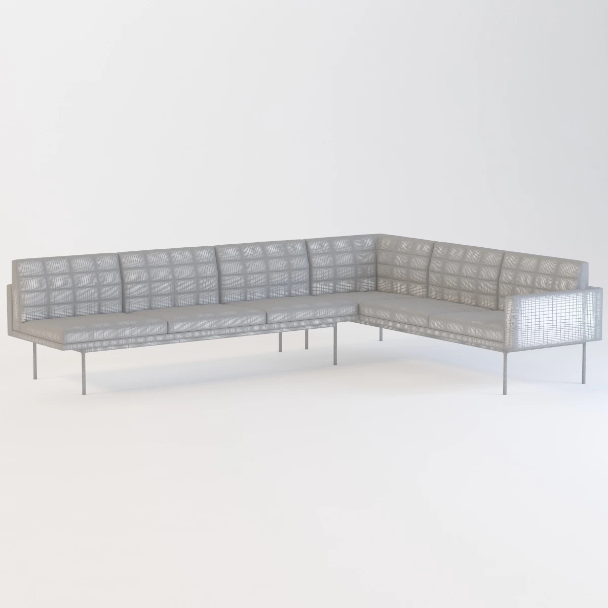 Ultra Detail Upholstered Tuxedo Corner Sectional Sofa 3D Model_09