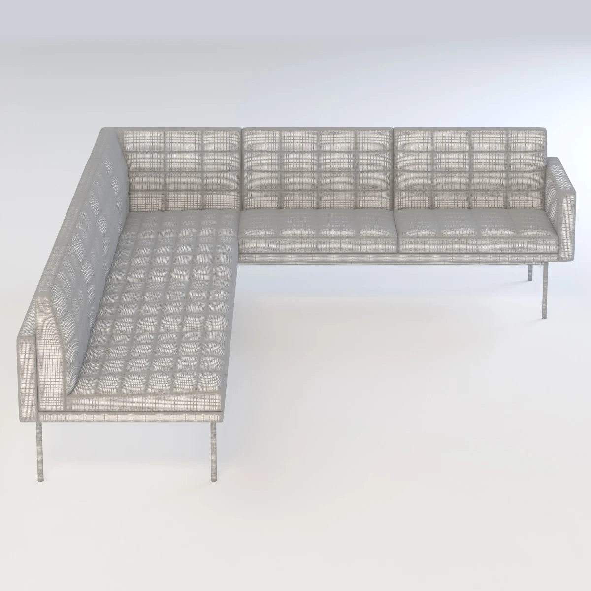 Ultra Detail Upholstered Tuxedo Corner Sectional Sofa 3D Model_011