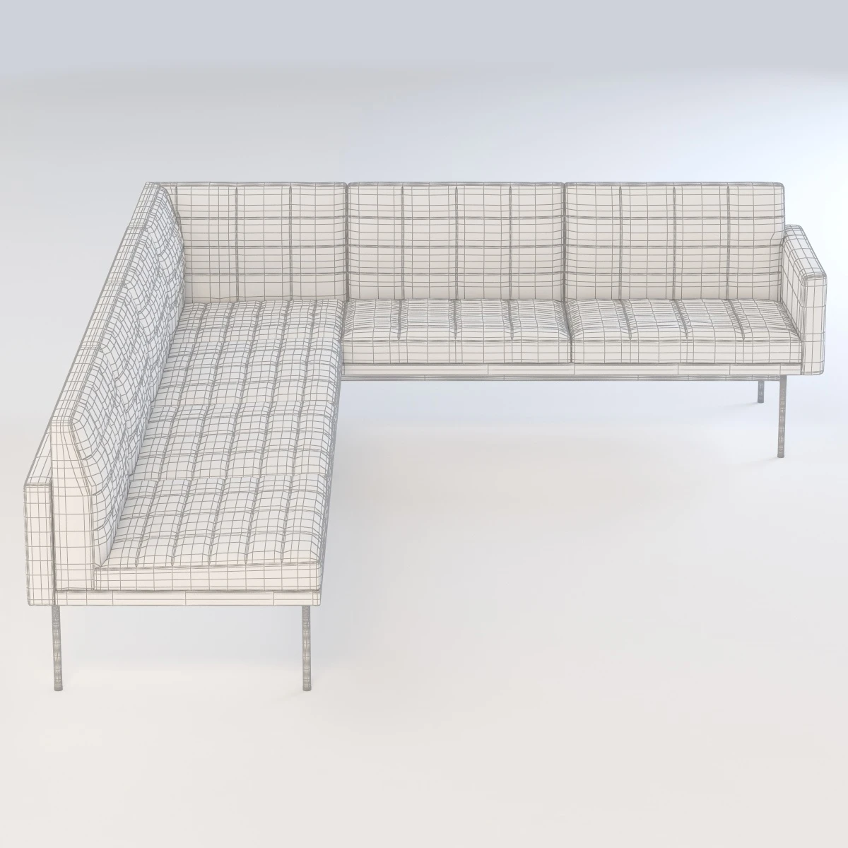 Ultra Detail Upholstered Tuxedo Corner Sectional Sofa 3D Model_012