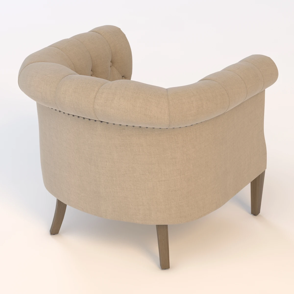 1930S English Tufted Upholstered Tub Chair 3D Model_04