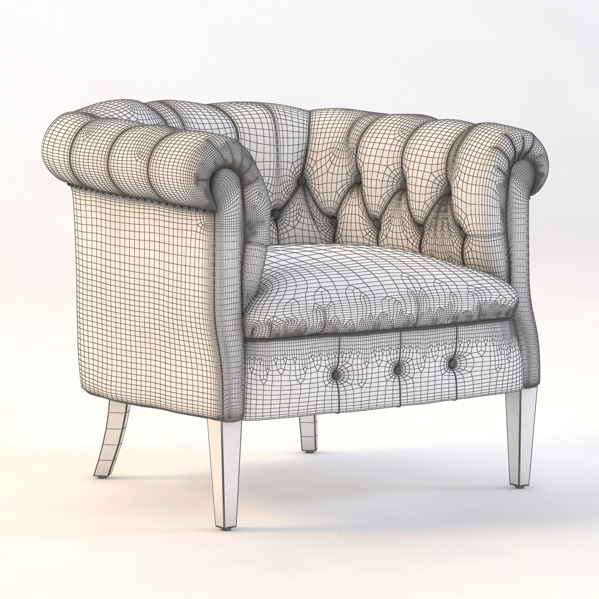 1930S English Tufted Upholstered Tub Chair 3D Model_09