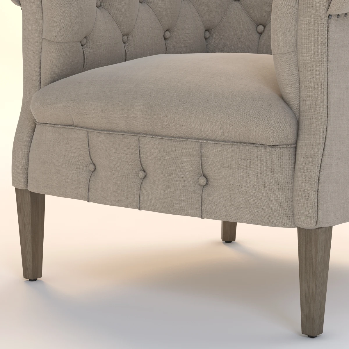 1930S English Tufted Upholstered Tub Chair 3D Model_06