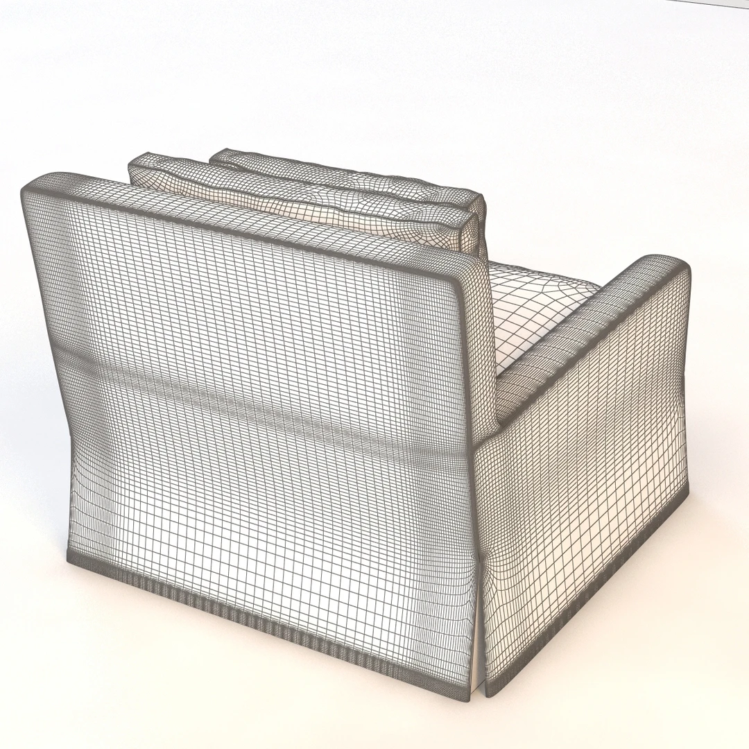 Belgian Slope Arm Slipcovered Chair 3D Model_011