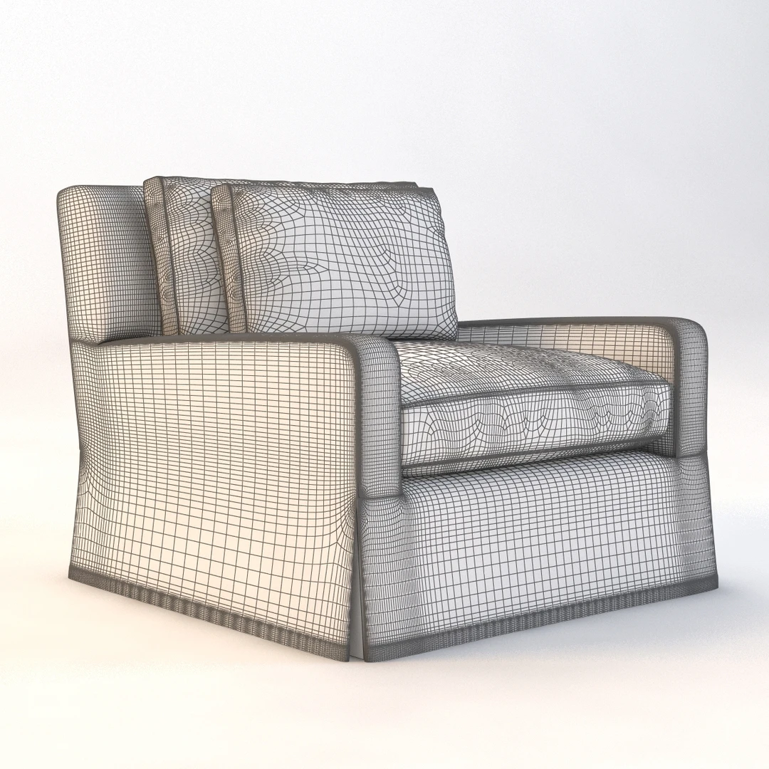 Belgian Slope Arm Slipcovered Chair 3D Model_09