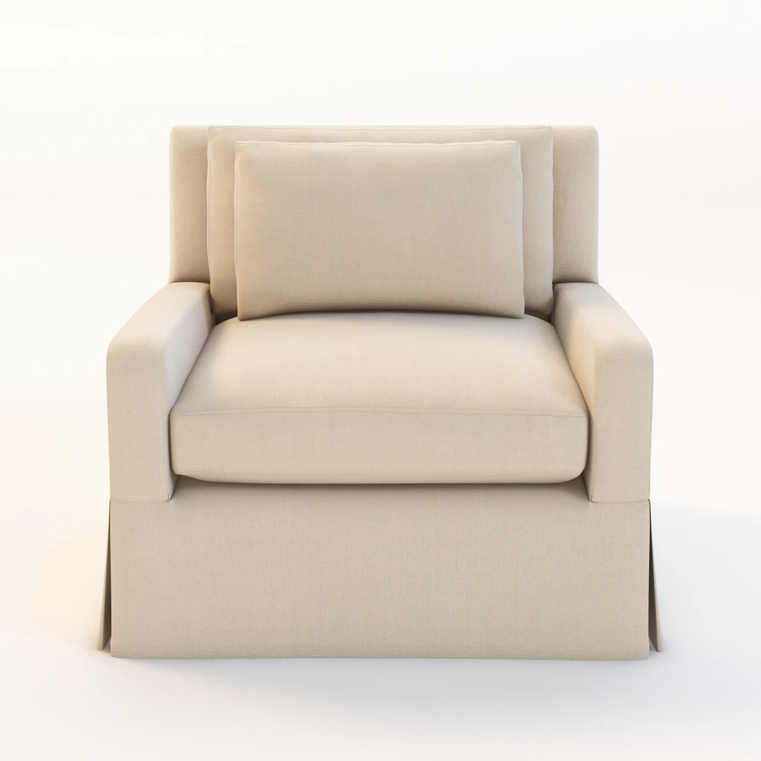 Belgian Slope Arm Slipcovered Chair 3D Model_08