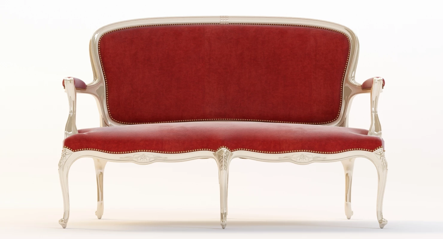French 19th Century Settee 3D Model_09