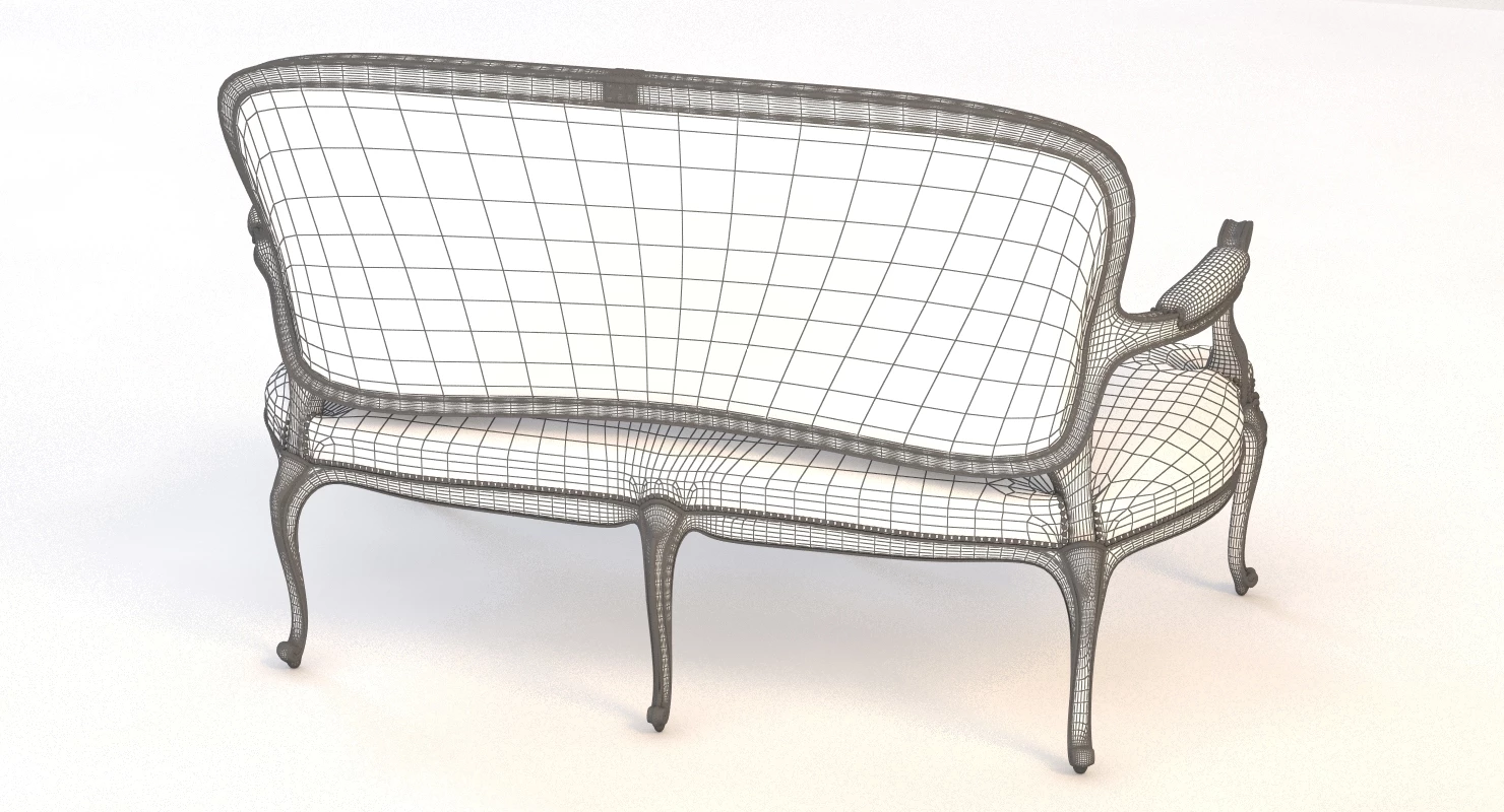 French 19th Century Settee 3D Model_011