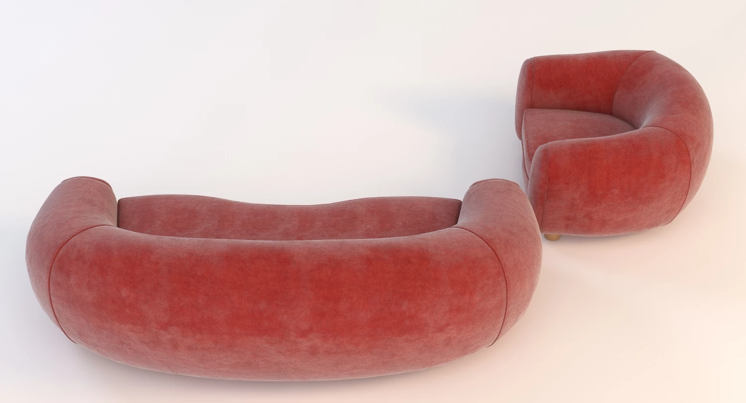 Jean Royere Polar Sofa Set 3D Model_03