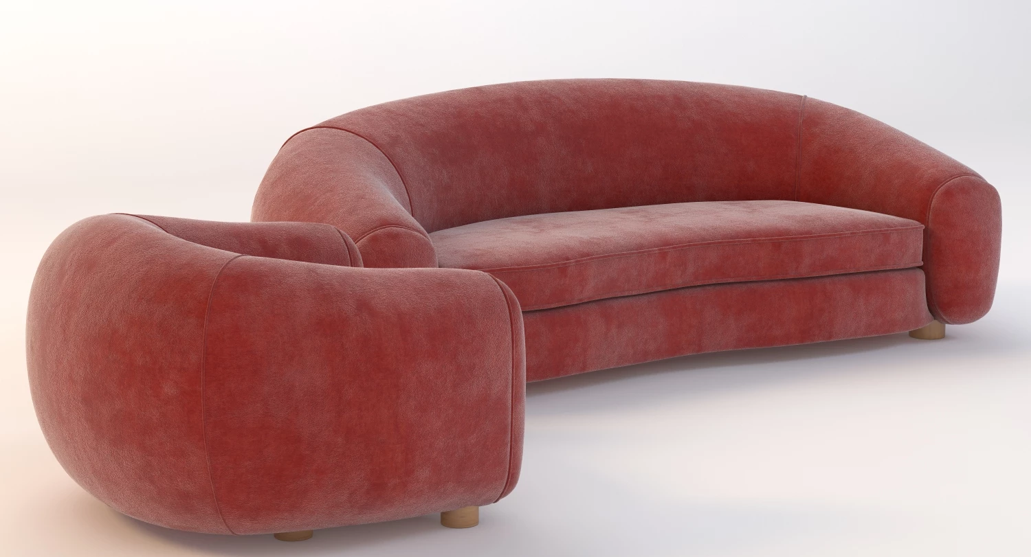 Jean Royere Polar Sofa Set 3D Model_08