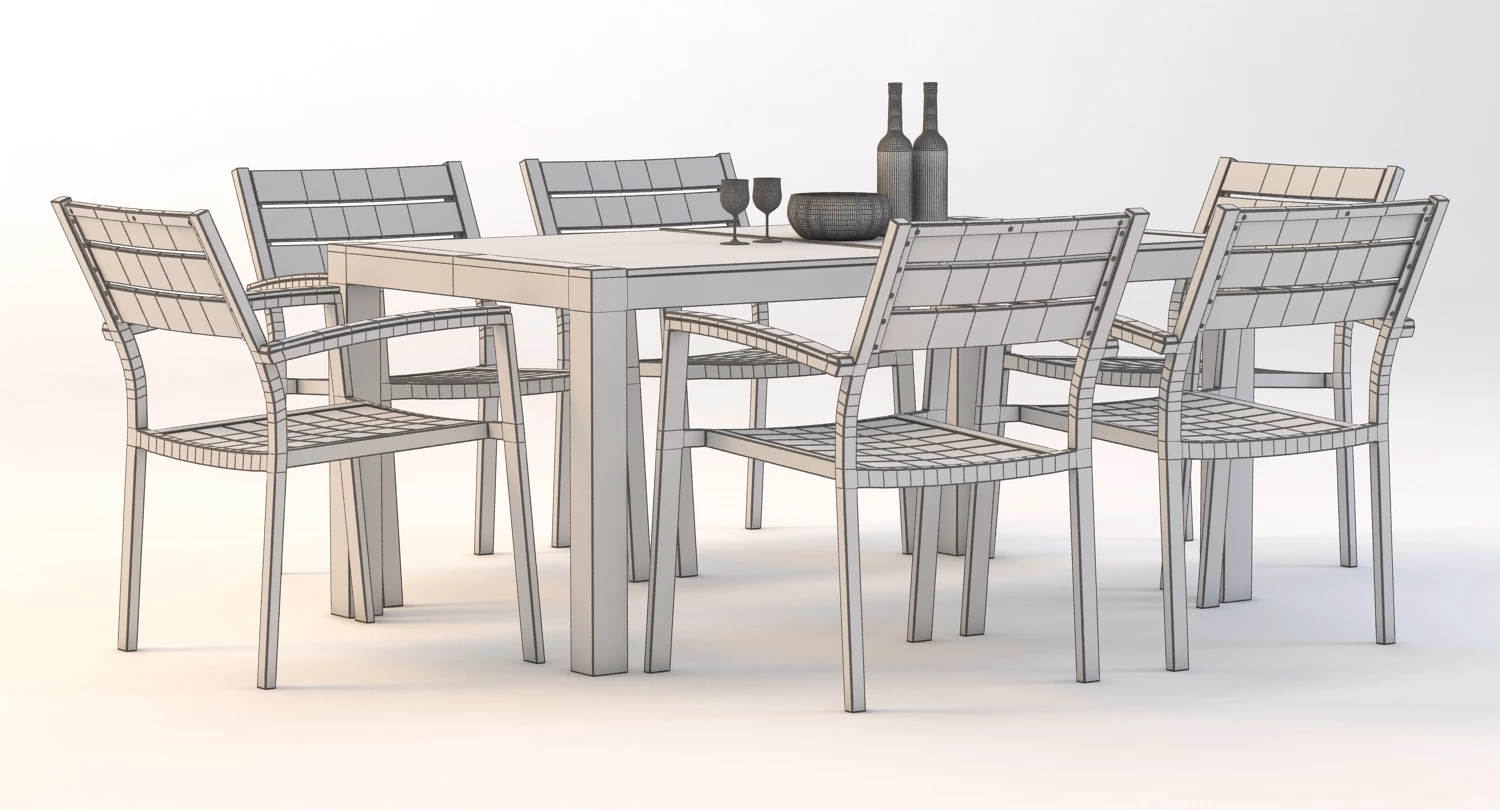 Marvelous Outdoor Dining Set 3D Model_010