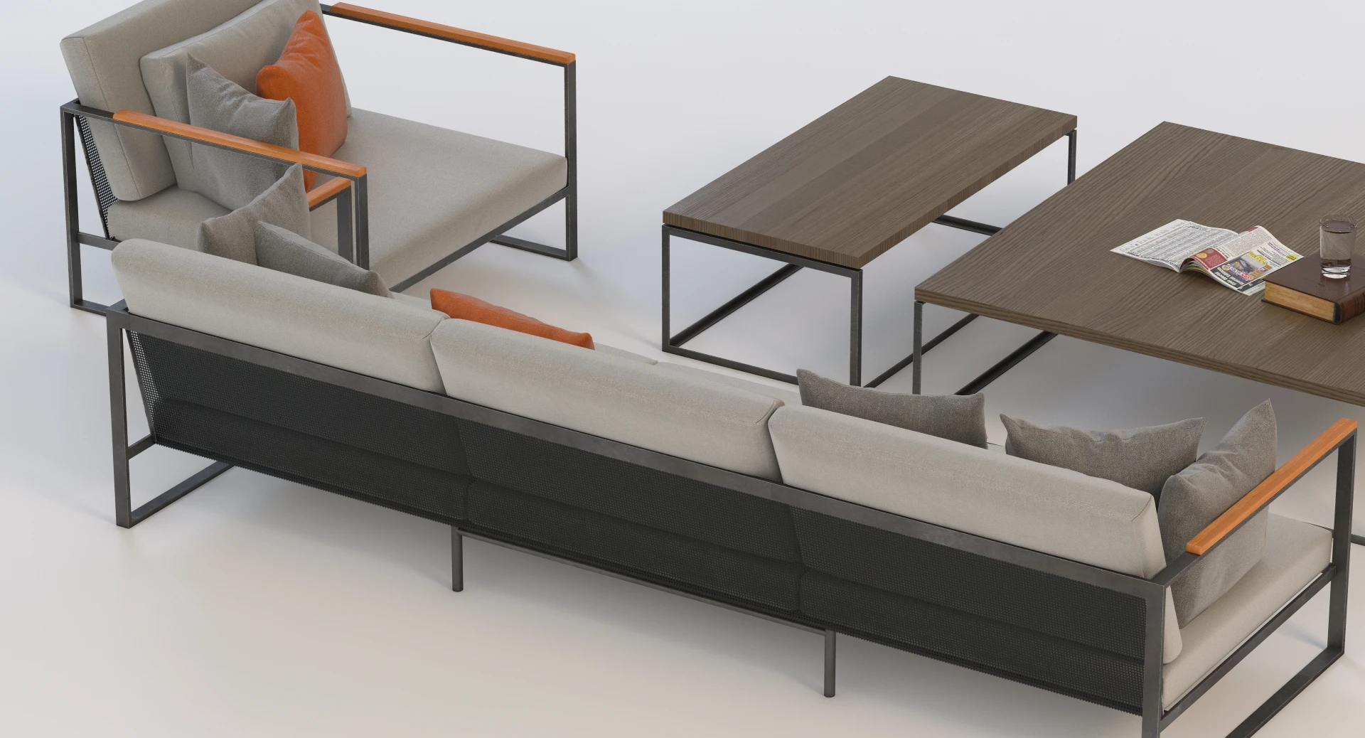 Roshults Garden Easy Sofa Chair Set Outdoor 3D Model_04