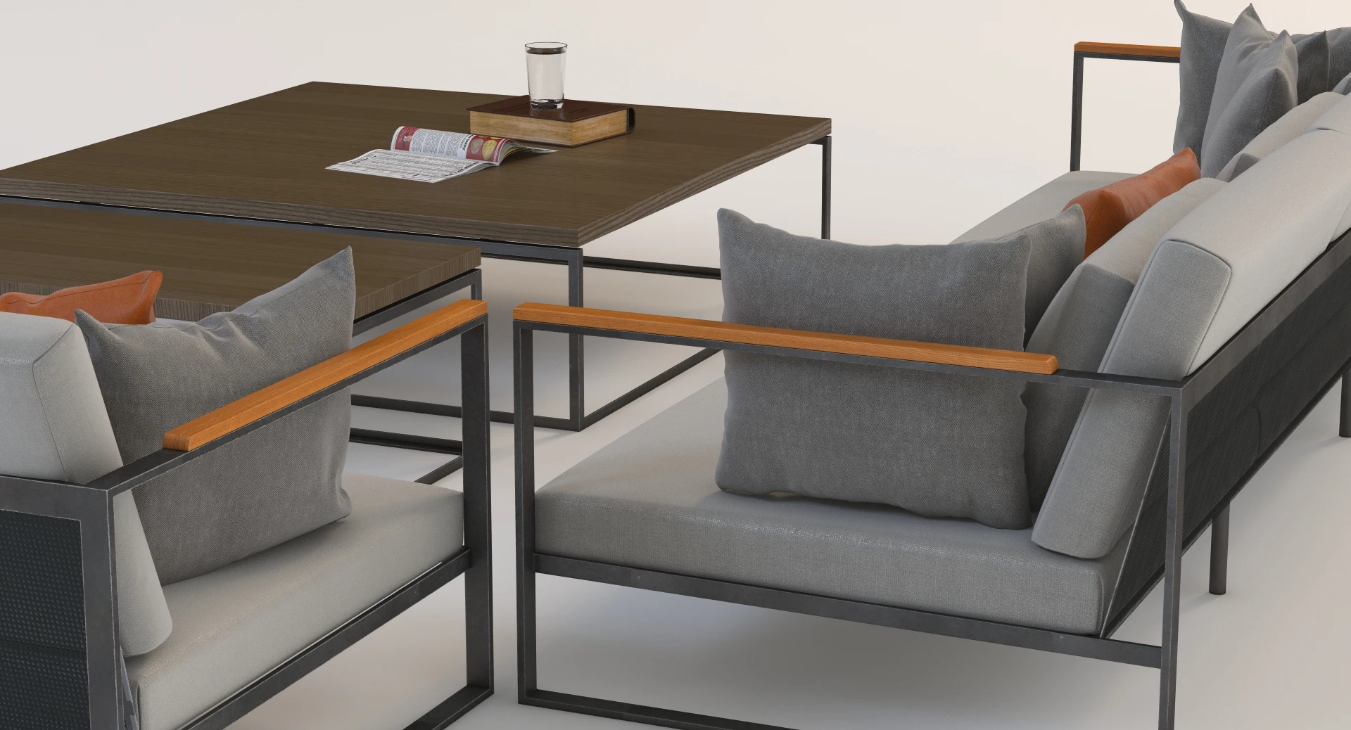 Roshults Garden Easy Sofa Chair Set Outdoor 3D Model_06