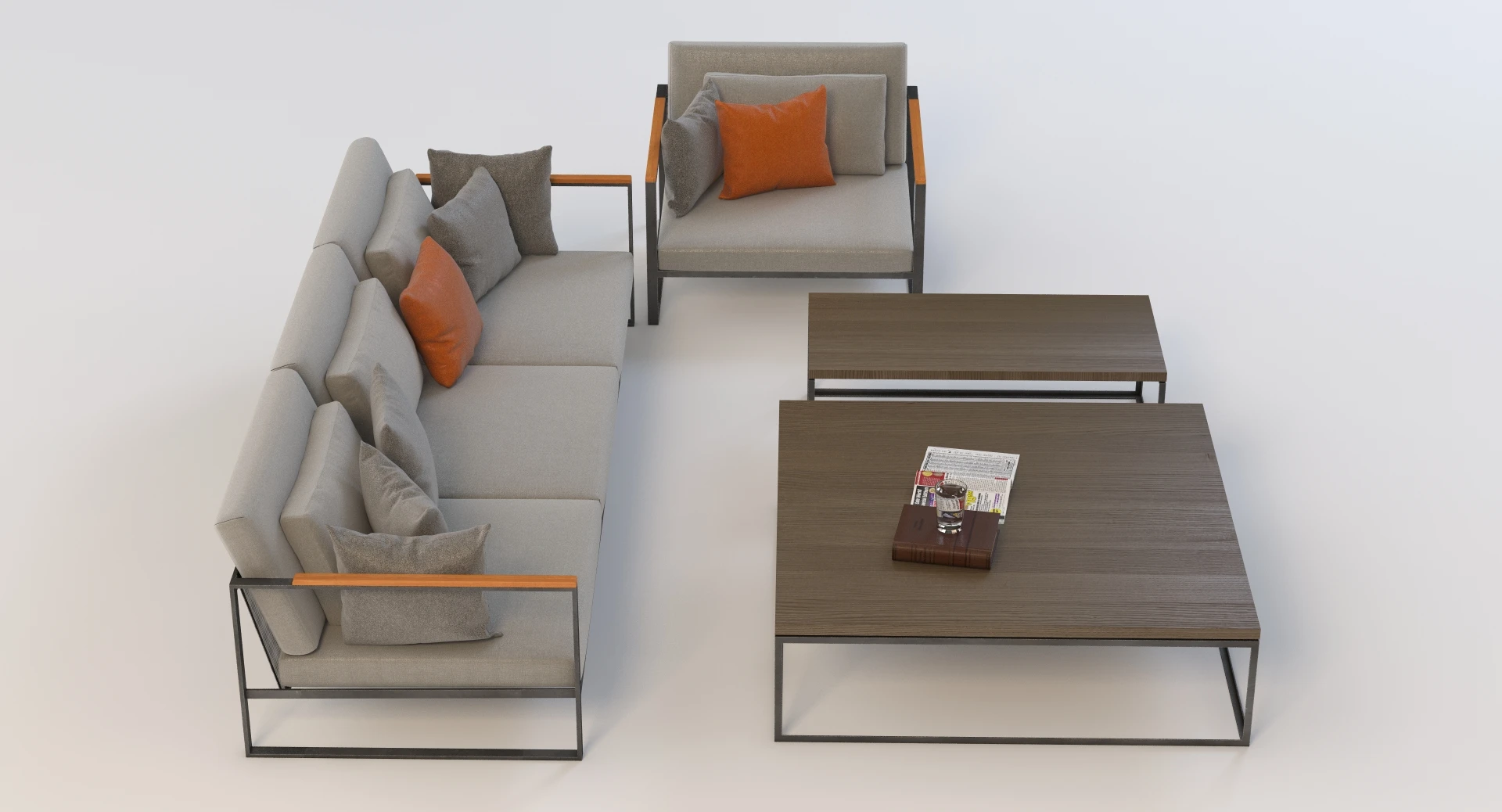 Roshults Garden Easy Sofa Chair Set Outdoor 3D Model_03