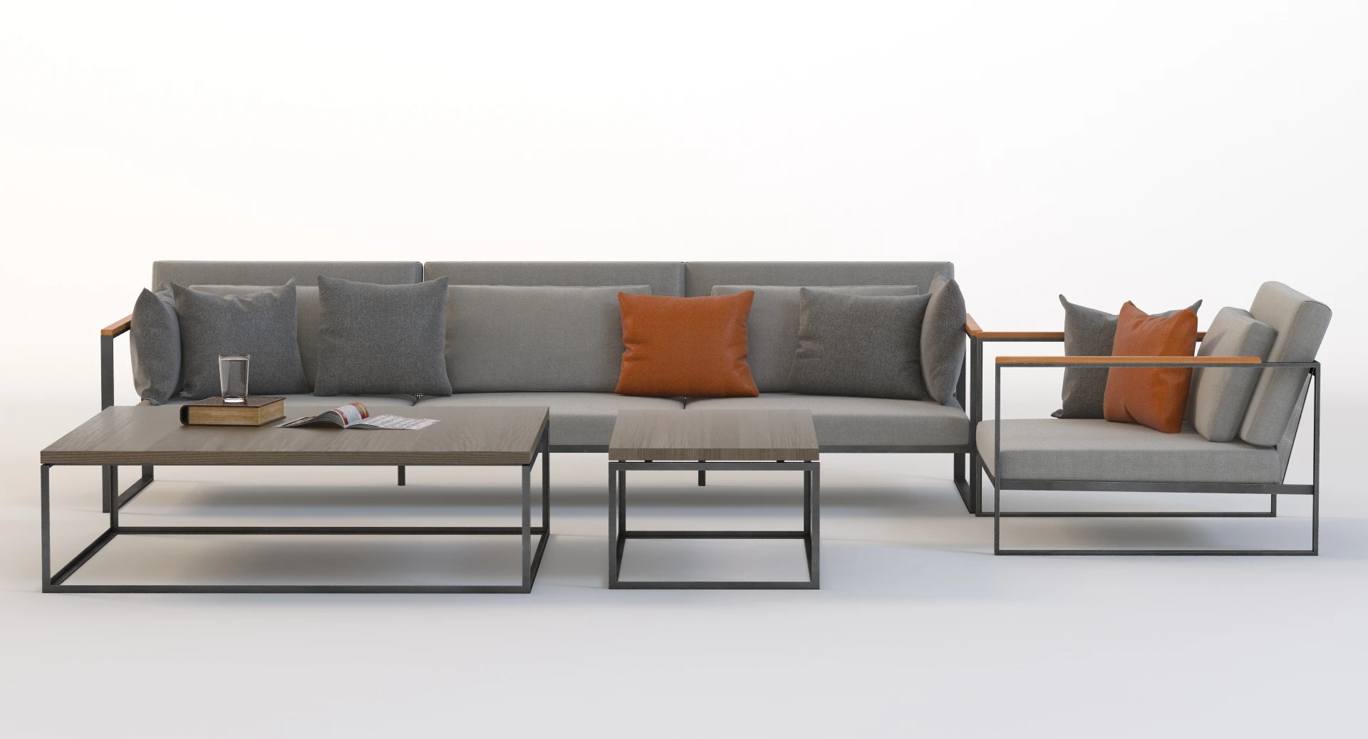 Roshults Garden Easy Sofa Chair Set Outdoor 3D Model_08