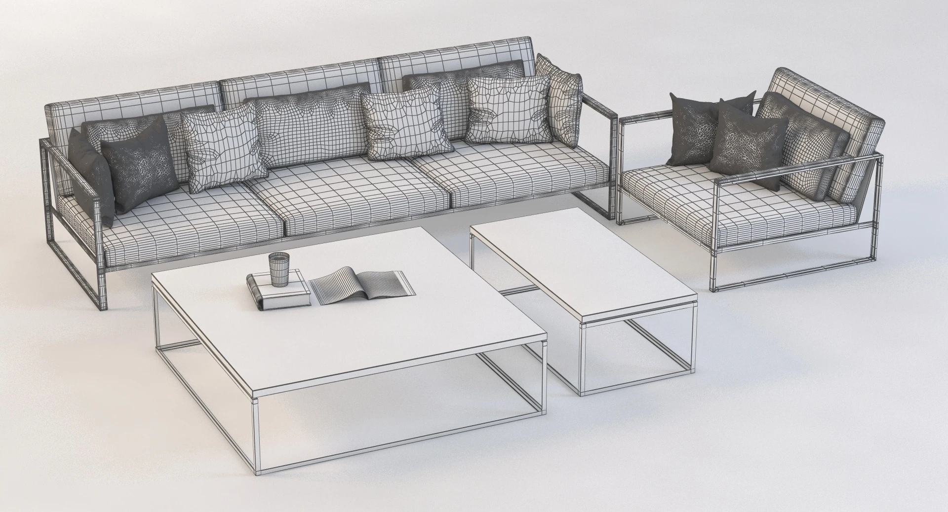 Roshults Garden Easy Sofa Chair Set Outdoor 3D Model_09