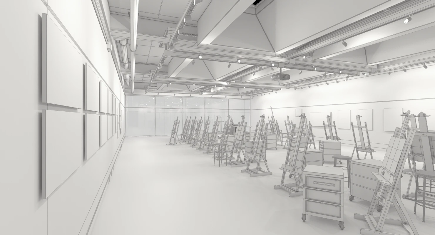 Studio Arts Space Interior Scene 3D Model_011