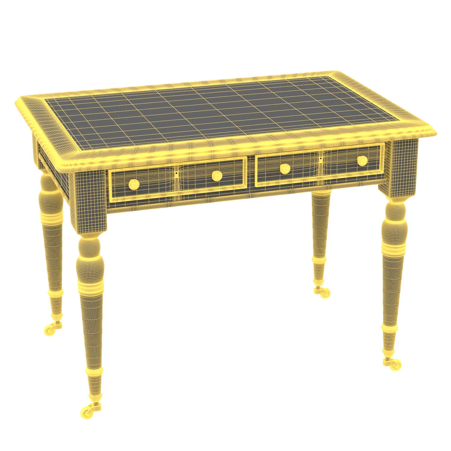 Antique Victorian Writing Table 3D Model_07