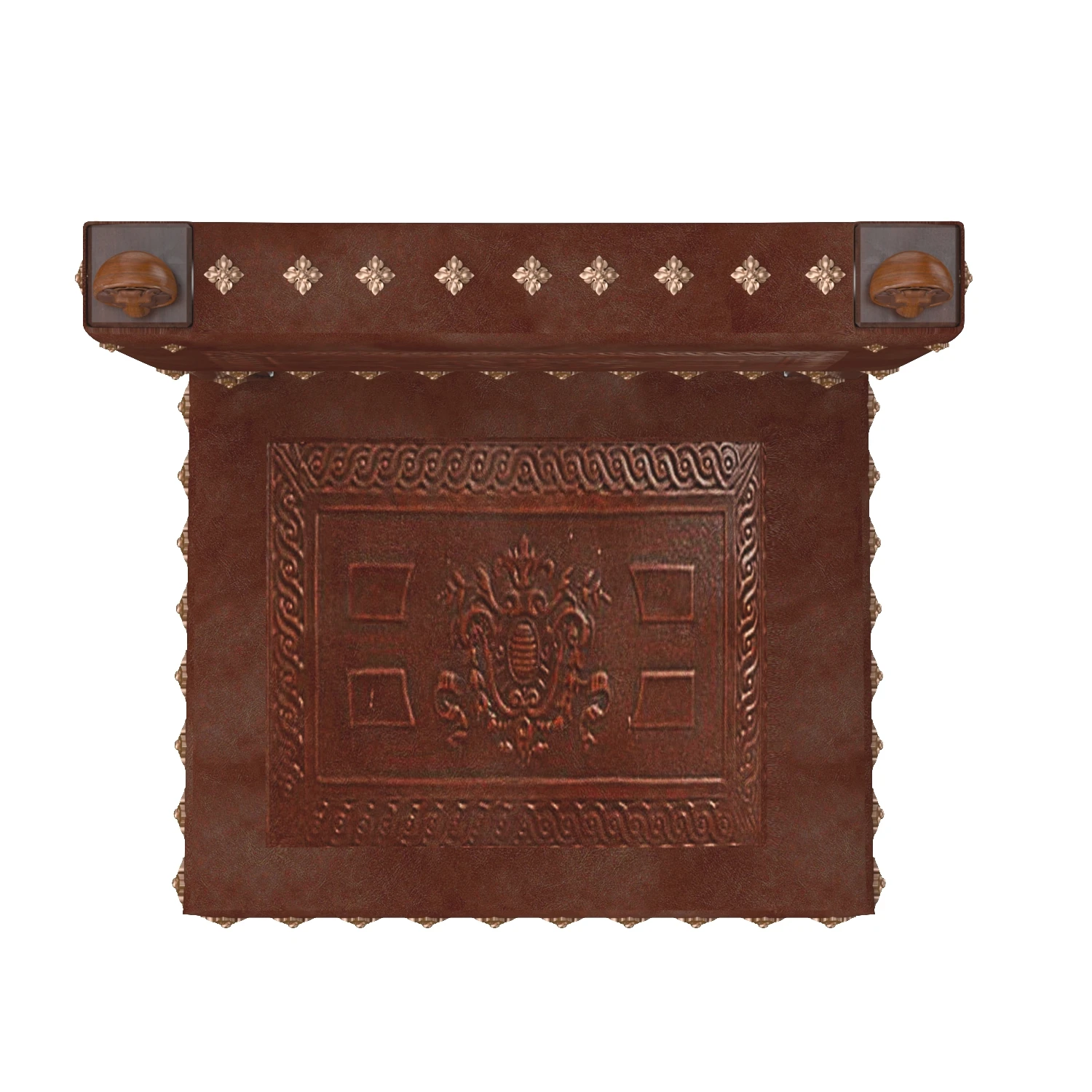 Baroque Spanish Revival Leather Dining Chair 3D Model_03