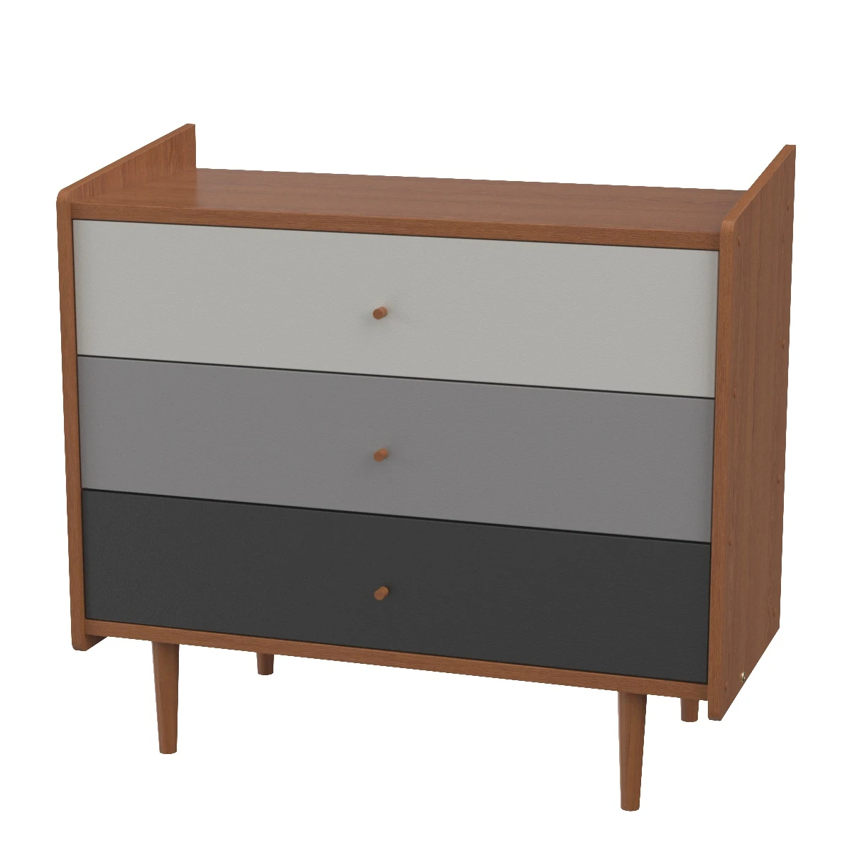 Baxton Studio Halden 3 Drawer Chest Multicolor Gray Gradient 3D Model_01