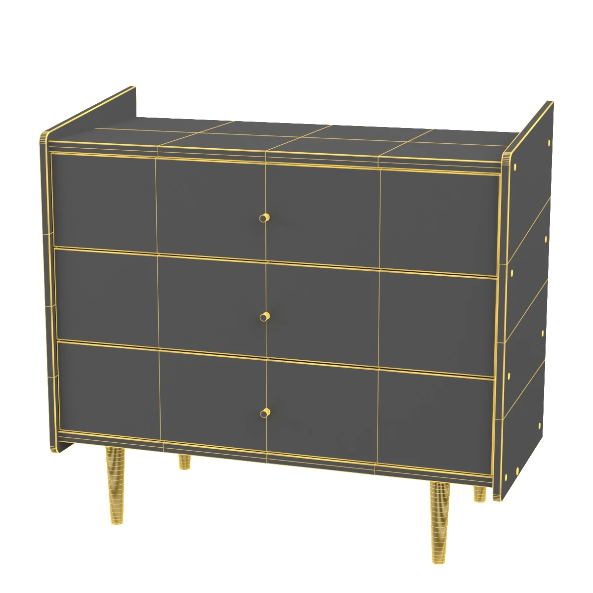 Baxton Studio Halden 3 Drawer Chest Multicolor Gray Gradient 3D Model_07