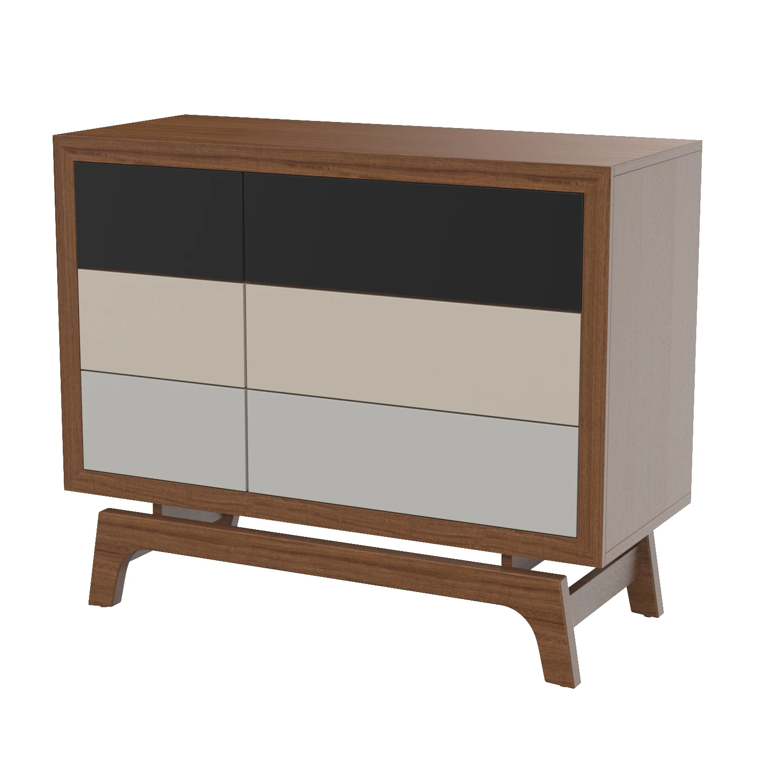 Baxton Studio Svante Mid-Century Modern Multicolor 6-Drawer Chest 3D Model_01