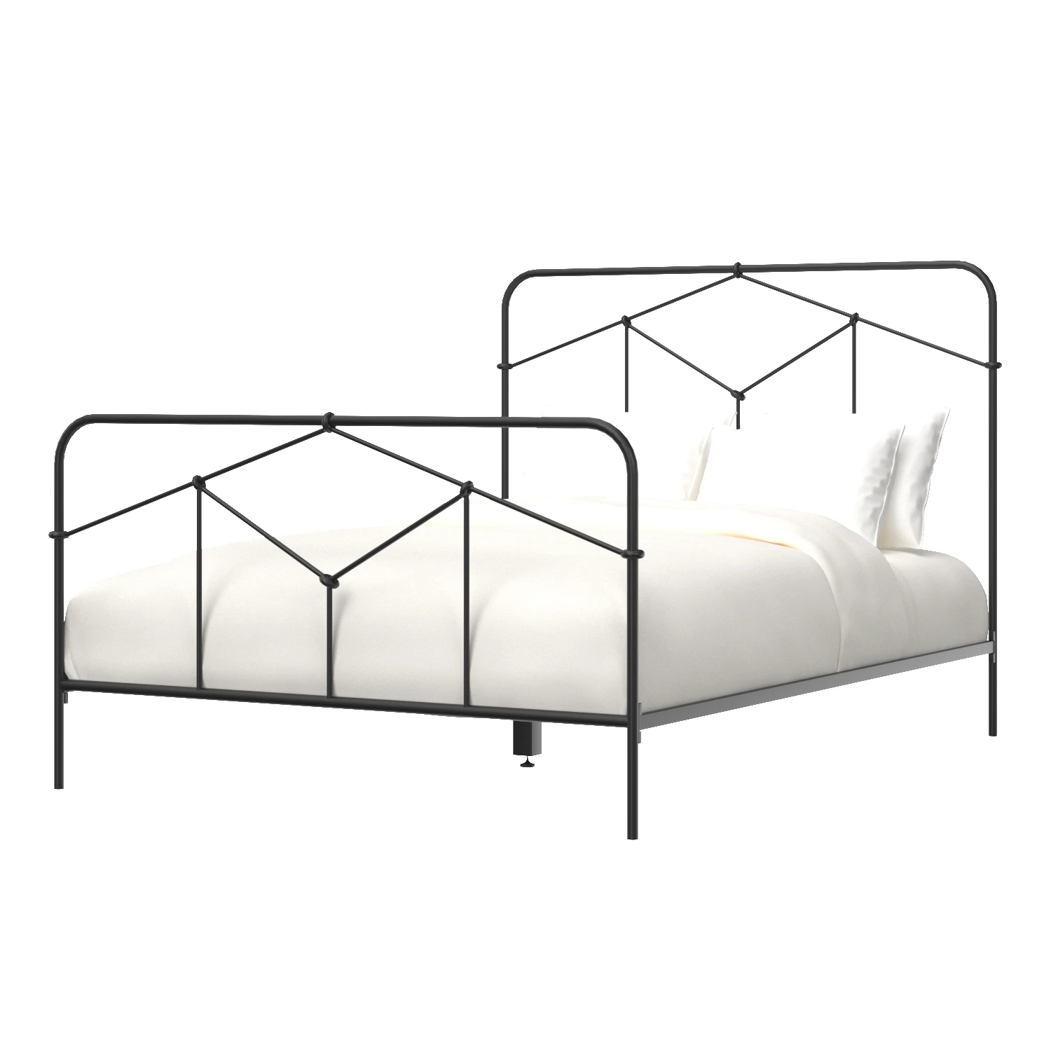 Cora Queen Black Iron Bed 3D Model_01