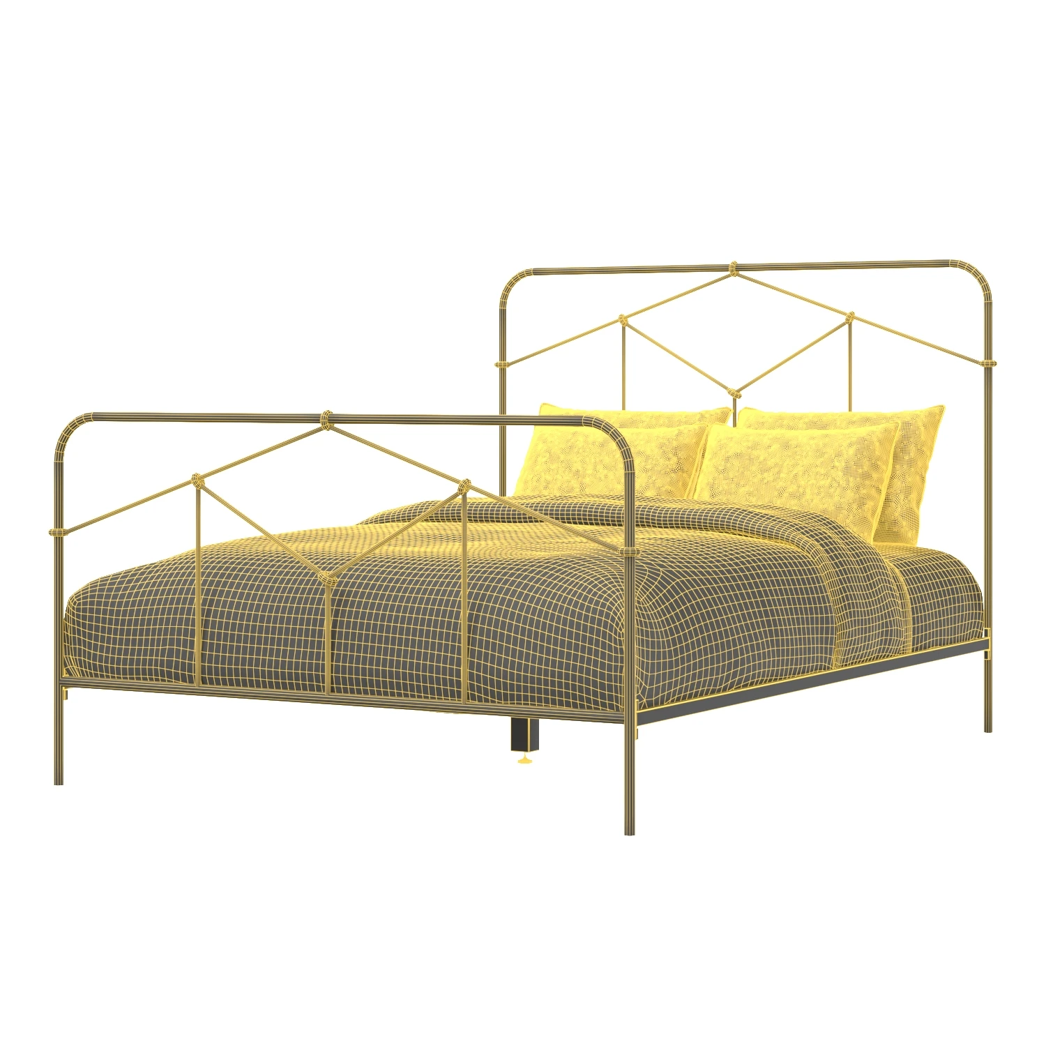 Cora Queen Black Iron Bed 3D Model_07