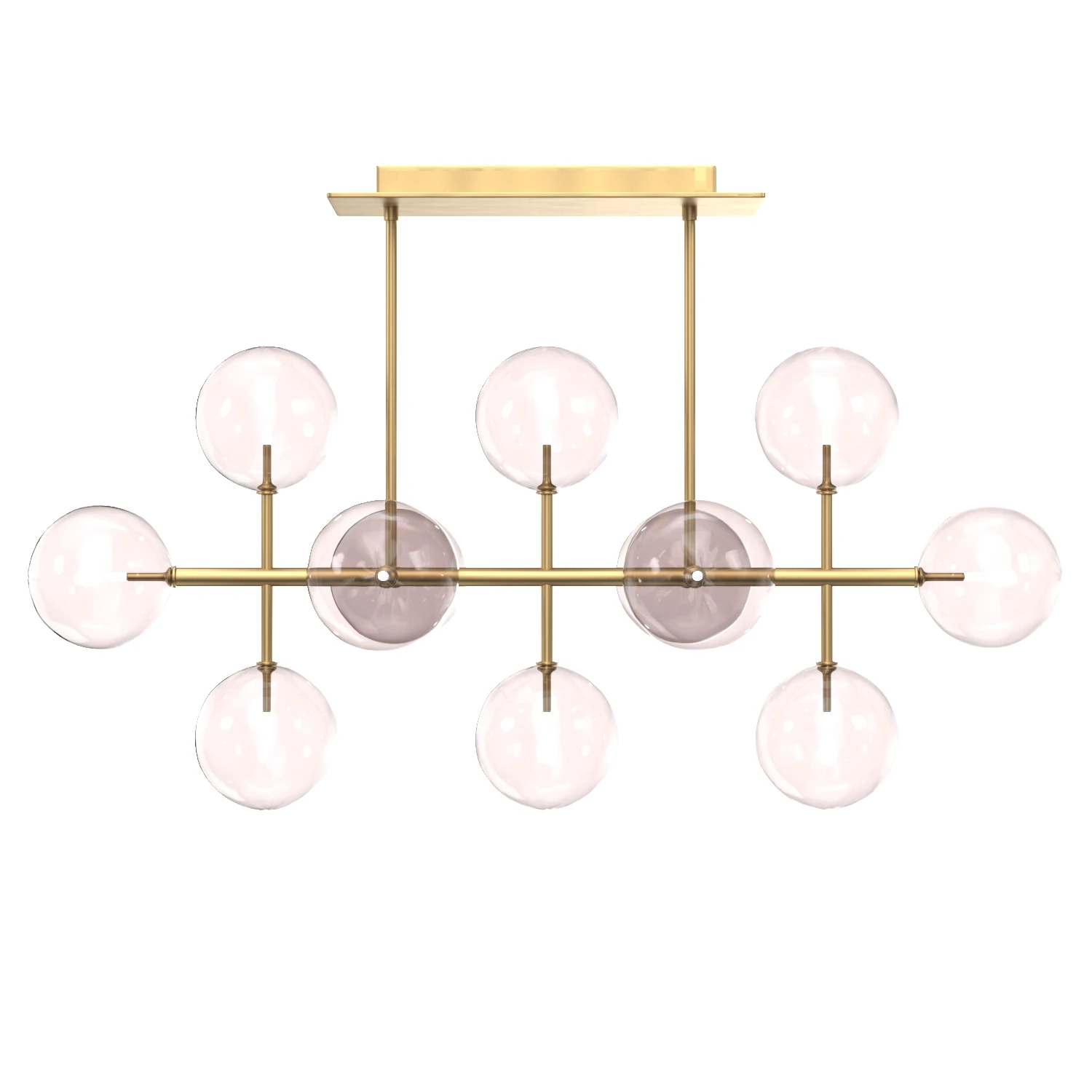 Glass Globe Mobile Linear Chandelier 3D Model_01