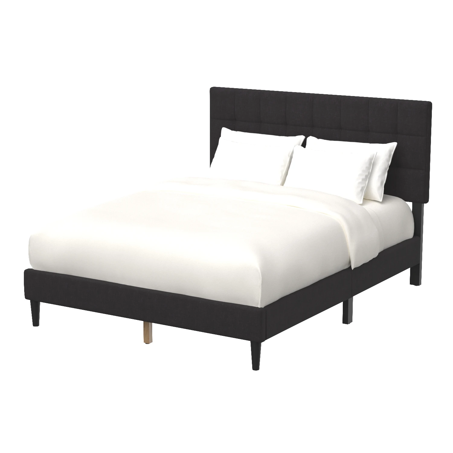 Peters Tufted Upholstered Low Profile Platform Bed 3D Model_01