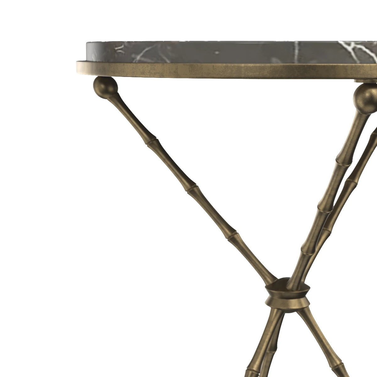 1950s Faux Bamboo Solid Brass Tripod Side Table 3D Model_05