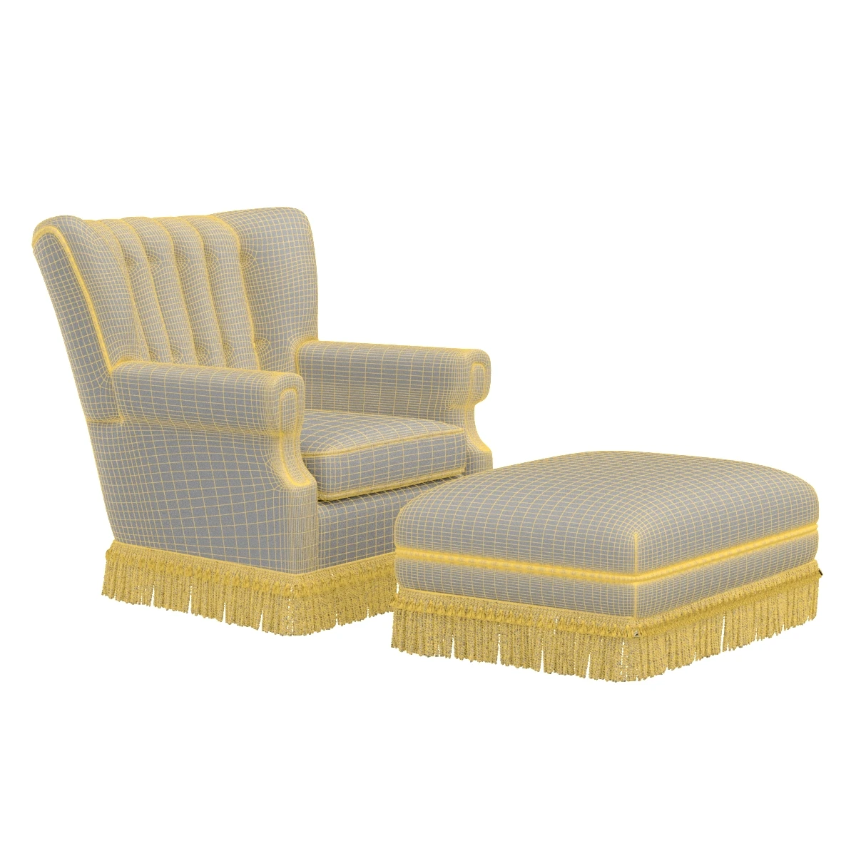 Art Deco Club Chair and Ottoman by Swaim 3D Model_07