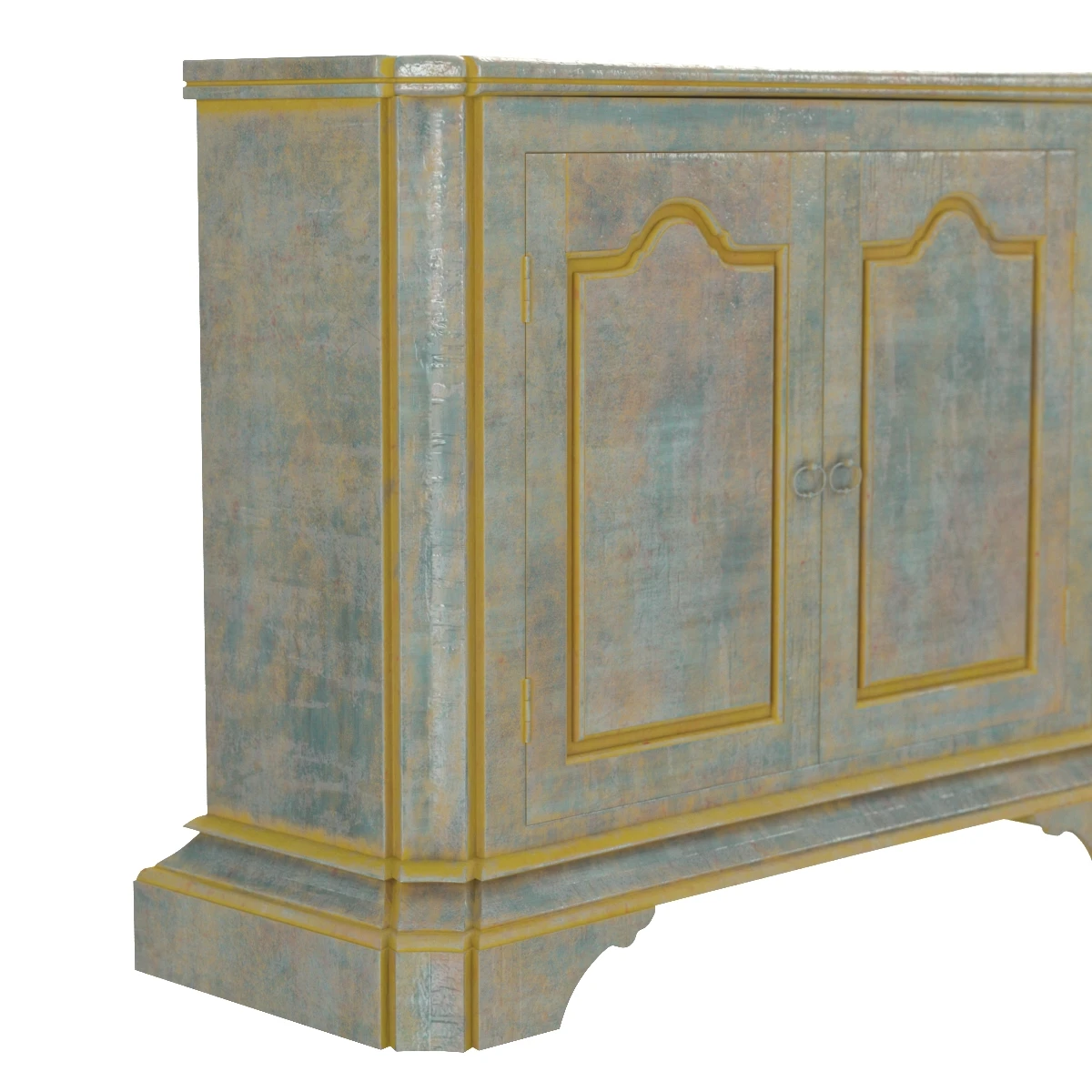 Custom Vintage Italian Style Two Door Painted Wood American Buffet Console 3D Model_05