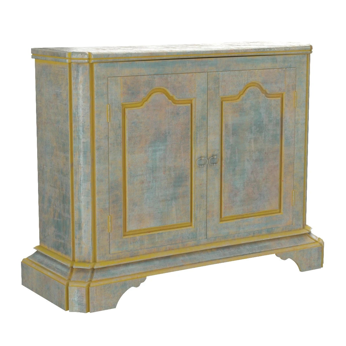 Custom Vintage Italian Style Two Door Painted Wood American Buffet Console 3D Model_01