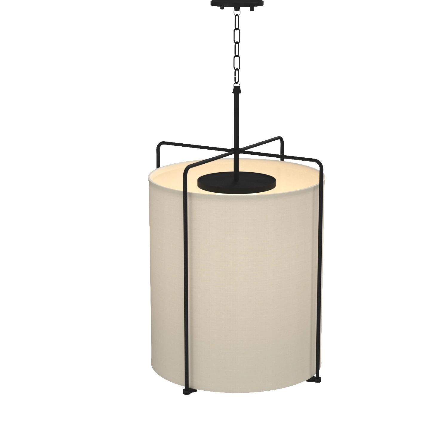 Kempsey Collection Three Light Harvest Linen Shade Farmhouse Pendant Light 3D Model_06