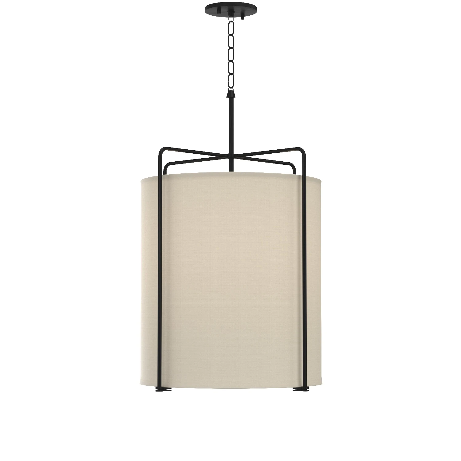 Kempsey Collection Three Light Harvest Linen Shade Farmhouse Pendant Light 3D Model_01