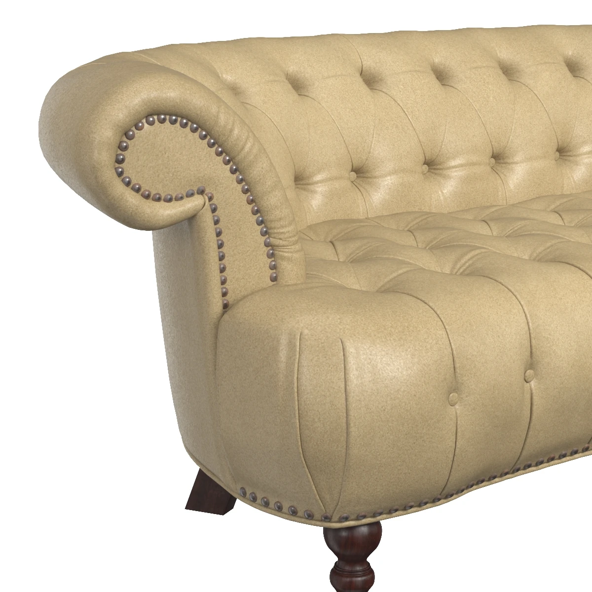 Leather Curved Chesterfield Style Sofa 3D Model_05