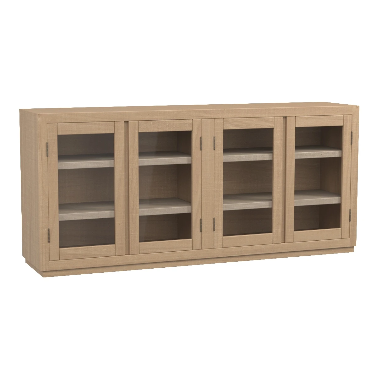 Lemy Rustic Lodge Brown Wood Clear Glass Rectangular 4 Door 3D Model_01
