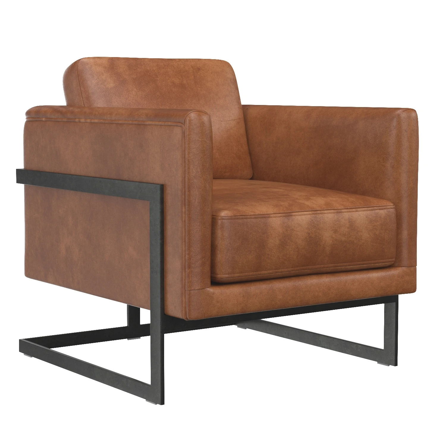 Luxley Club Chair Open Road Brown Leather 3D Model_01