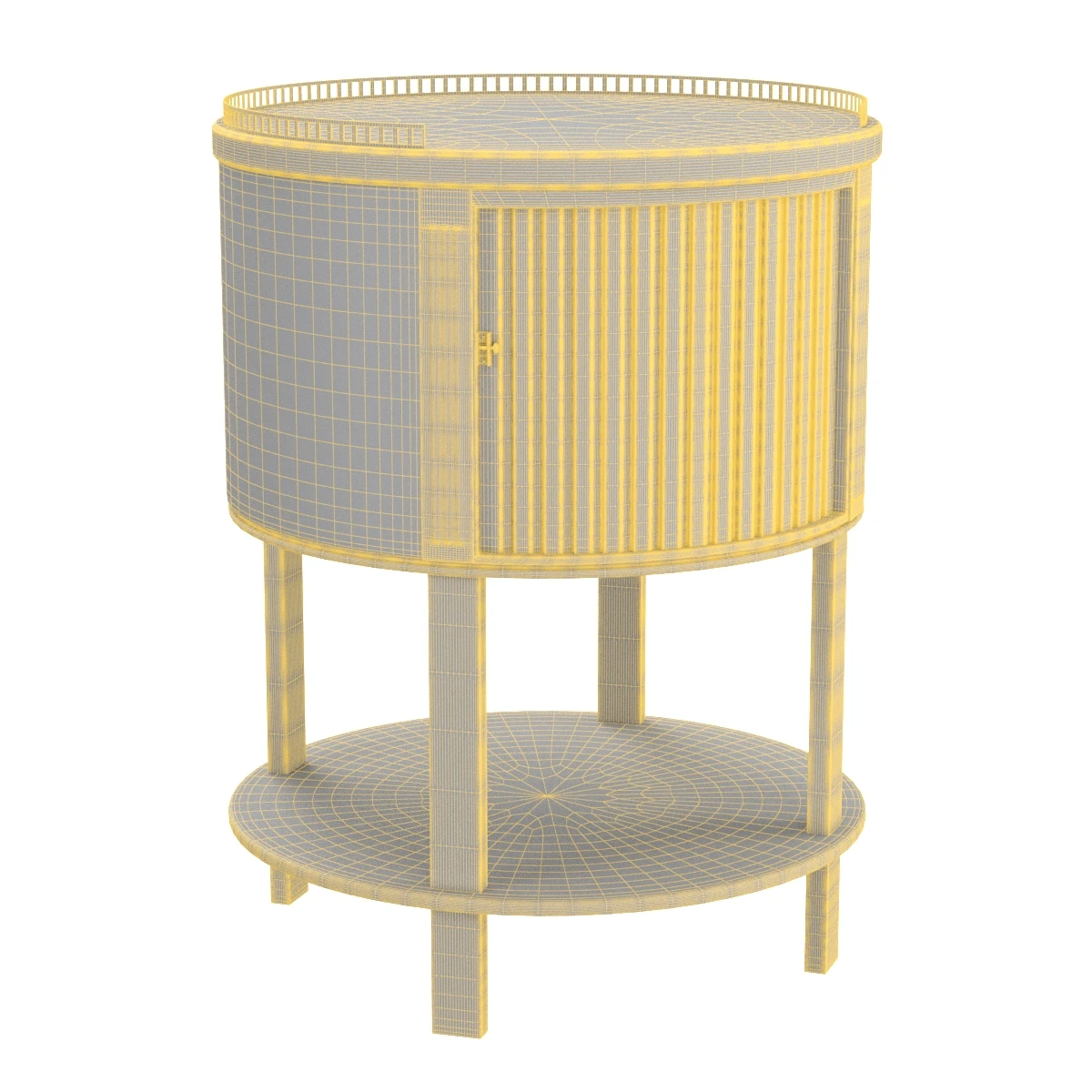 Oval Louis XVI Style Nightstand Bedside Table 3D Model_07