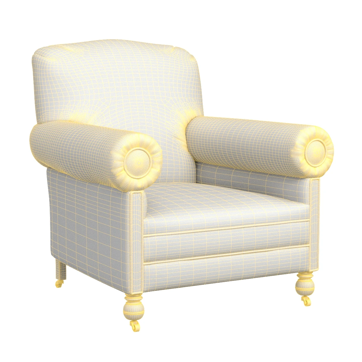 Victorian Napoleonic Blue Velvet Maple and Co Armchairs 3D Model_07
