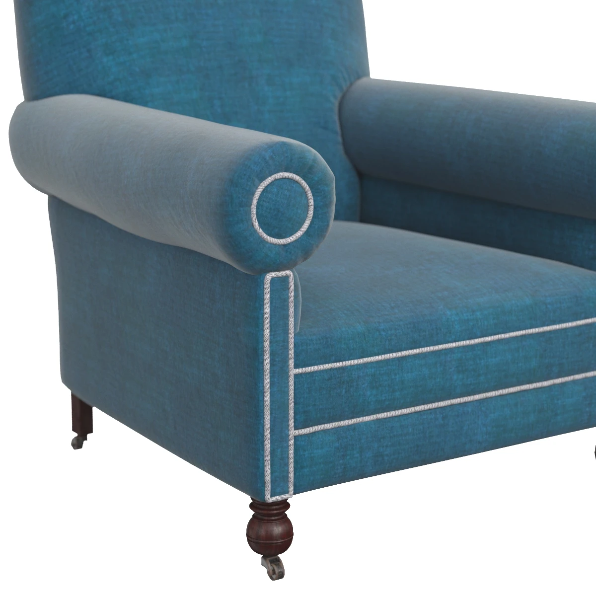 Victorian Napoleonic Blue Velvet Maple and Co Armchairs 3D Model_05