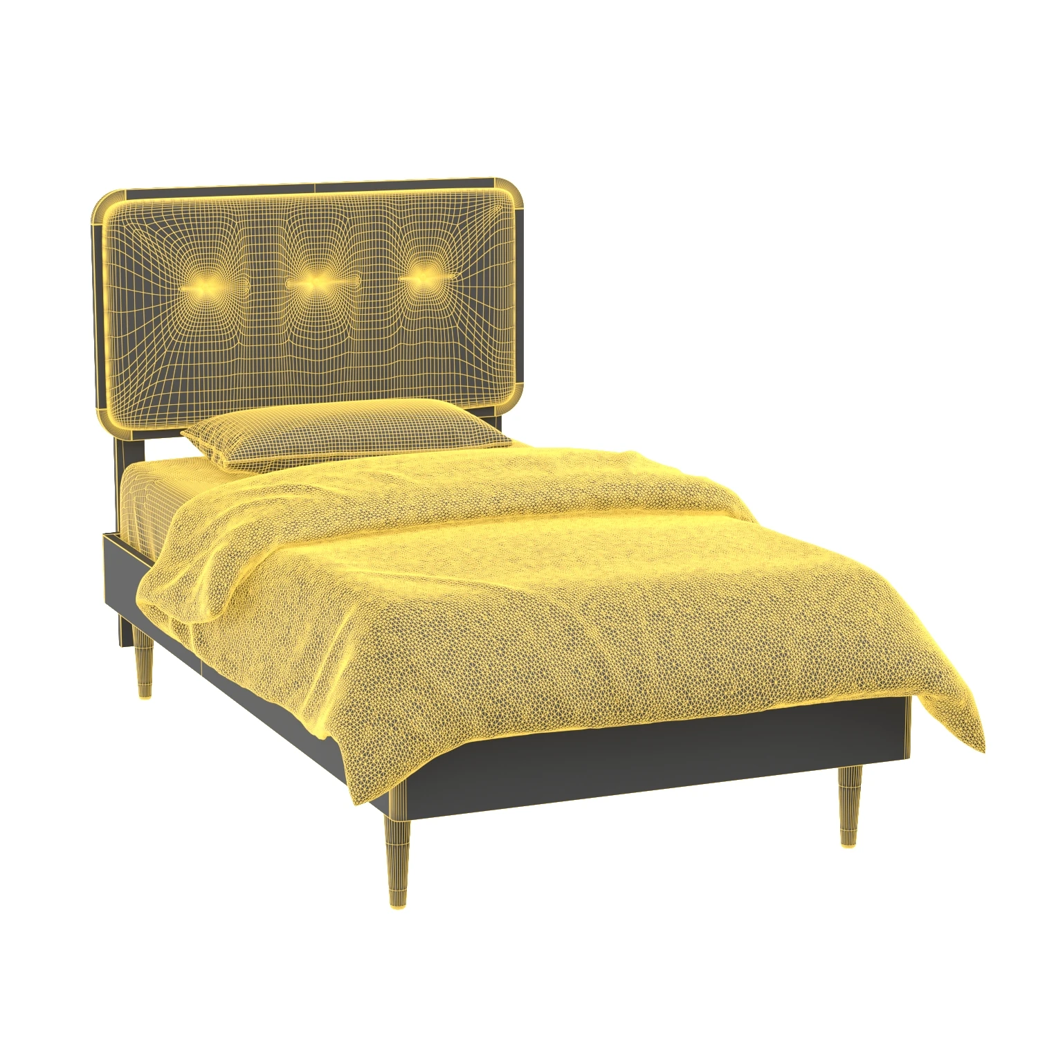 Baxton Studio Cilka Mid-Century Modern Twin Size Platform Bed 3D Model_07