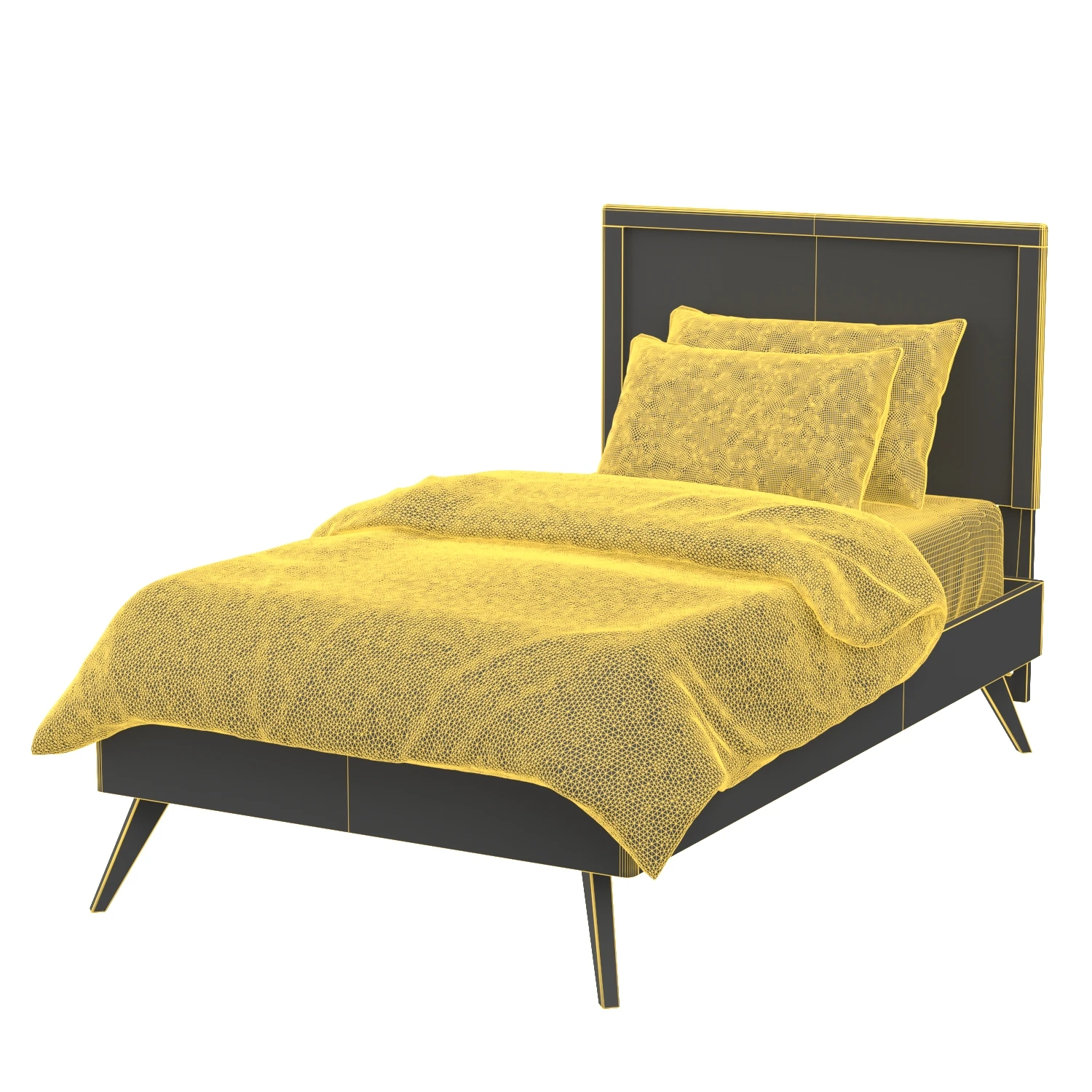 Baxton Studio Jiro Mid-Century Modern Walnut Brown Finished Wood Bed 3D Model_07