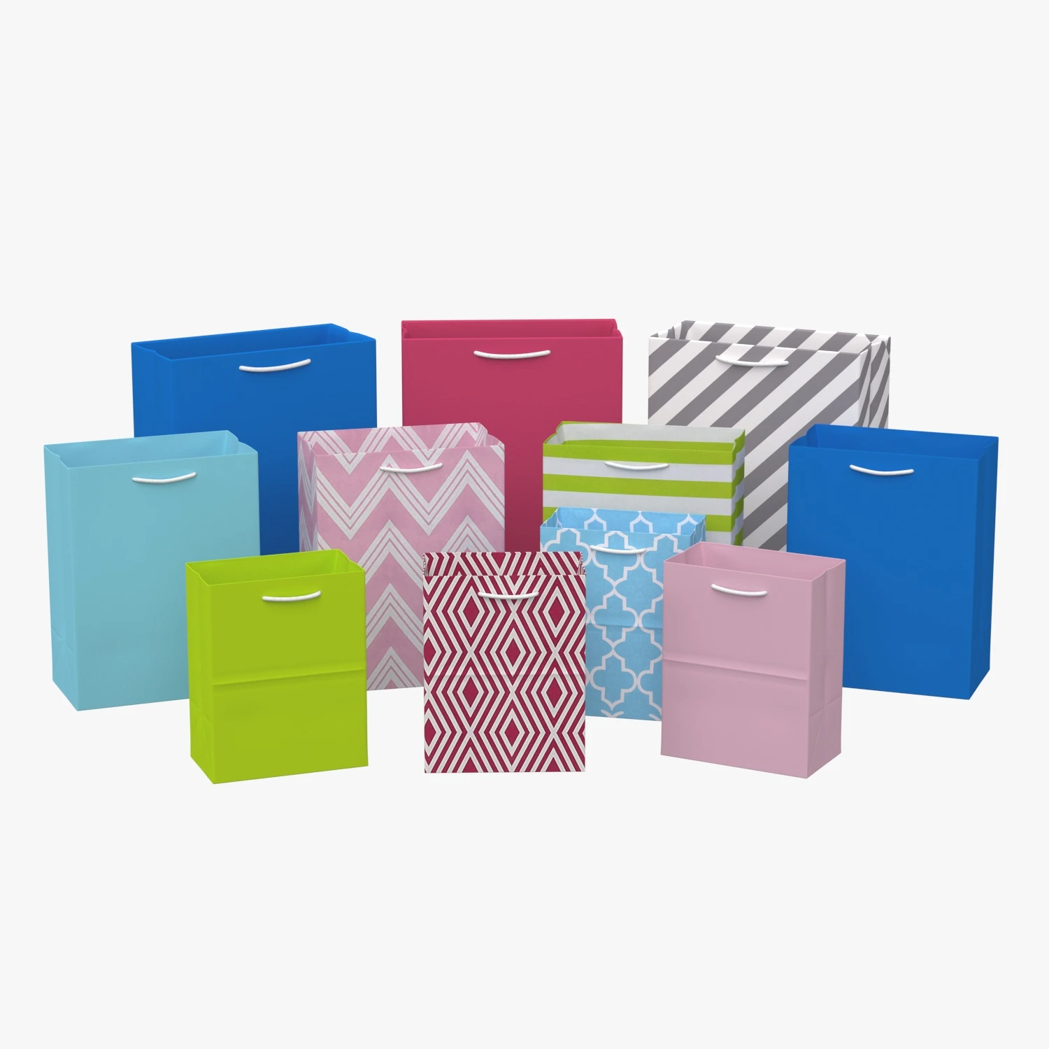Hallmark Pastel Gift Bags in Assorted Sizes 3D Model_01