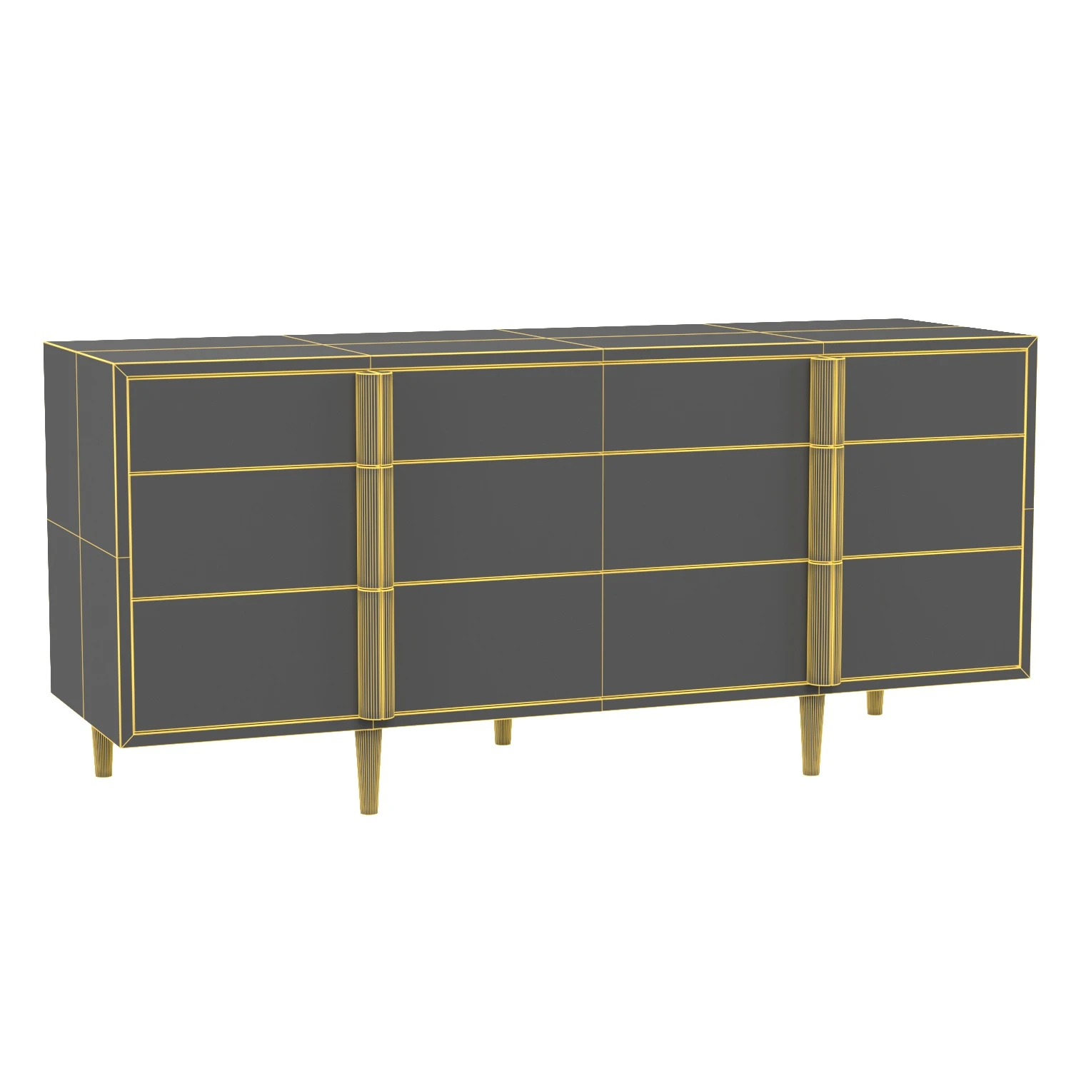 Morten 9 Drawer Dresser White Wash 3D Model_07