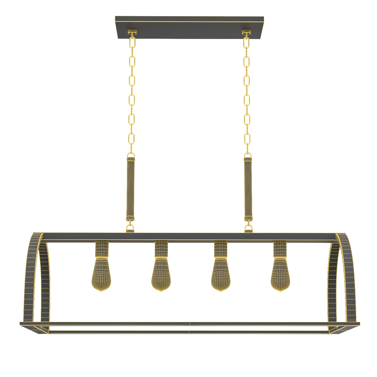 Trestle 4 Light 33 inch Gilded Iron Island Pendant Ceiling Light 3D Model_07