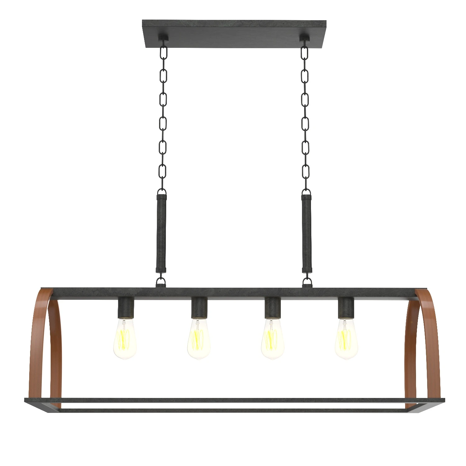 Trestle 4 Light 33 inch Gilded Iron Island Pendant Ceiling Light 3D Model_01
