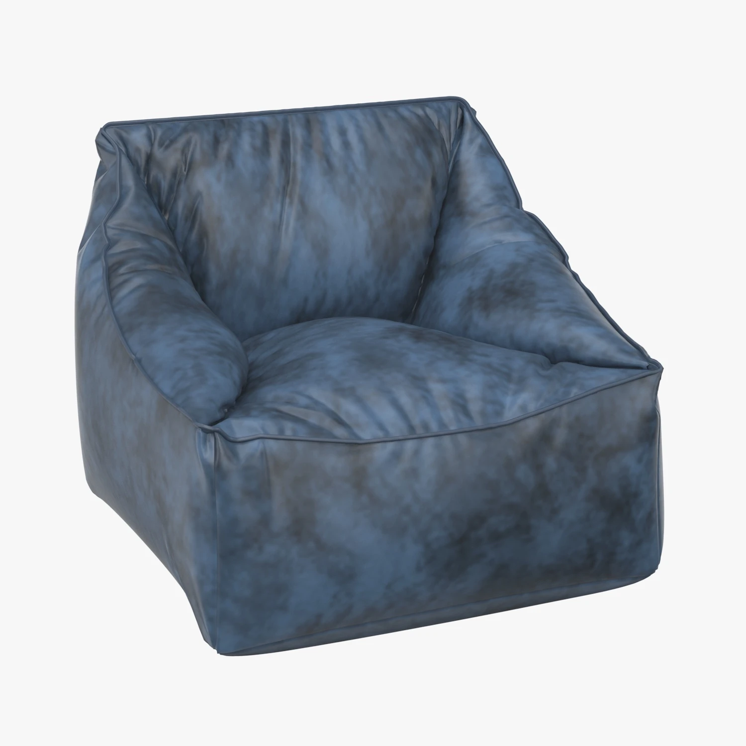 Vegan Leather Navy Modern Lounger 3D Model_01