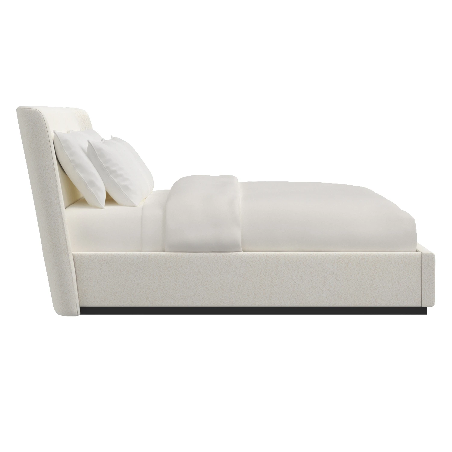 White Birch Wood Upholstered Boucle Wingback King Bed 3D Model_03