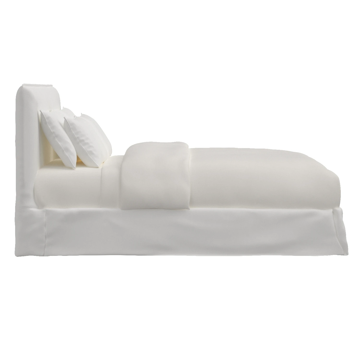 White Linen Queen Bed 3D Model_03